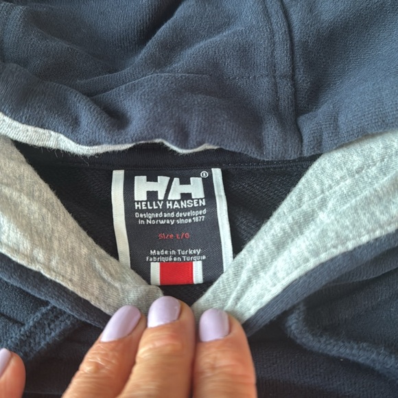 Helly Hansen Dark Blue Hoodie with Red Accents Size Large - Picture 3 of 4